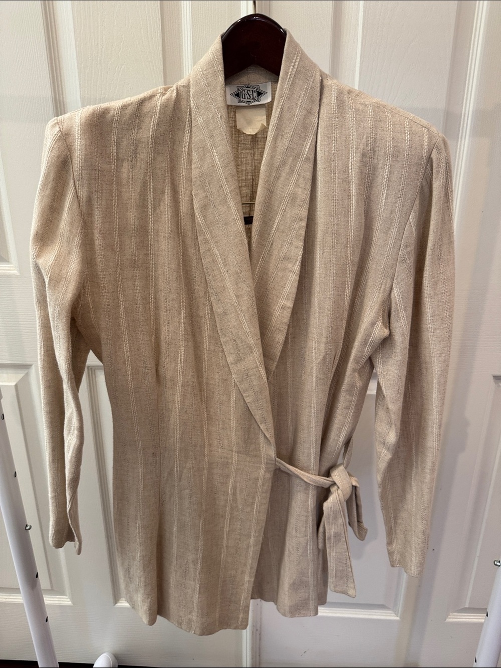 Women's Cream Tie-Waist Robe Jacket